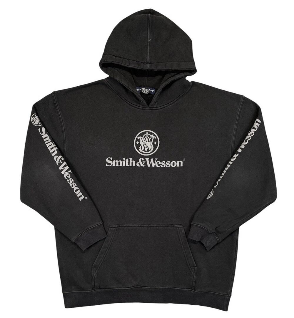 Smith & Wesson Men's Solid Logo Pullover Hoodie Black XL Graphic Sleeve Cotton
